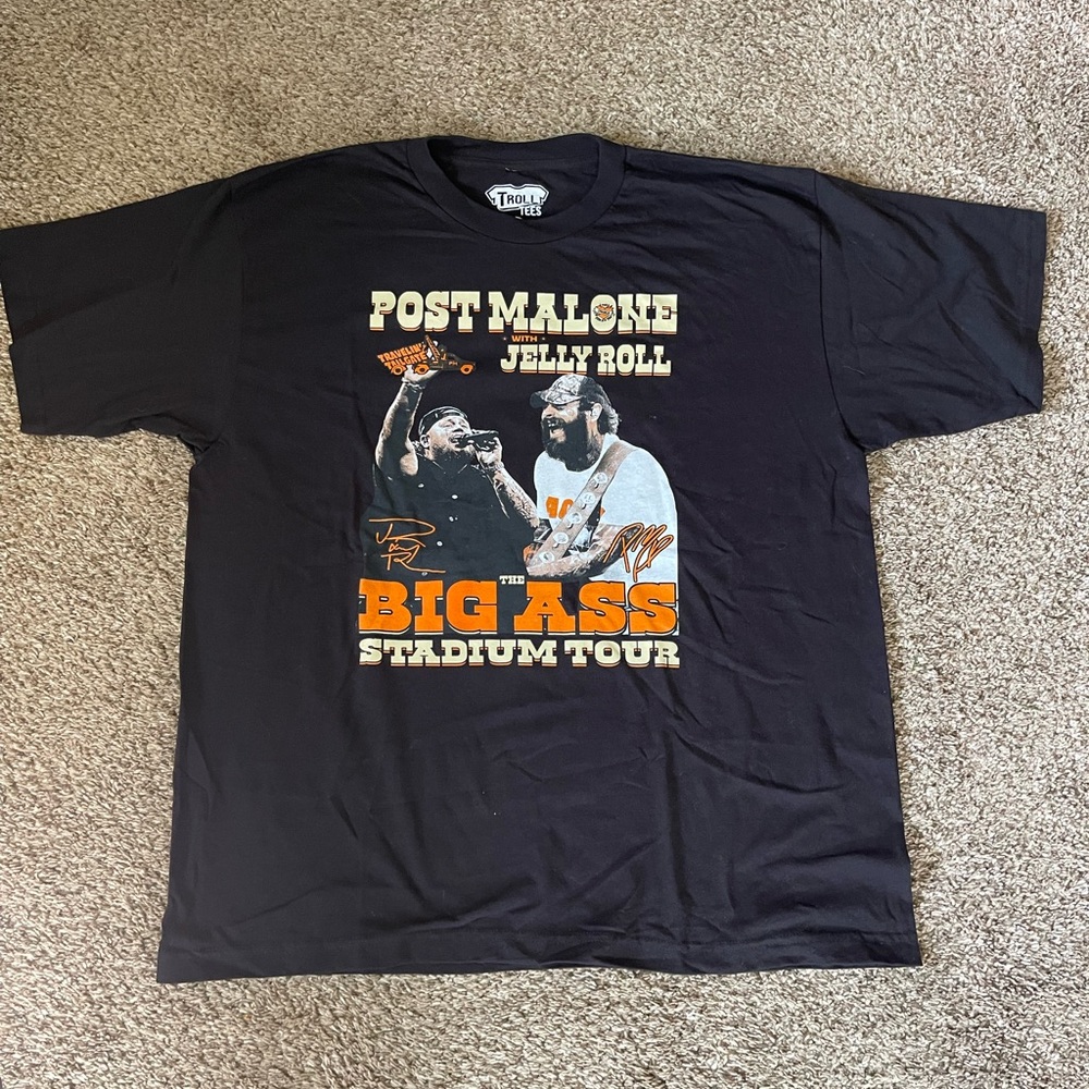 Band Merch | Black Post Malone & Jelly Roll Tour T-Shirt | size XXL | NWOT